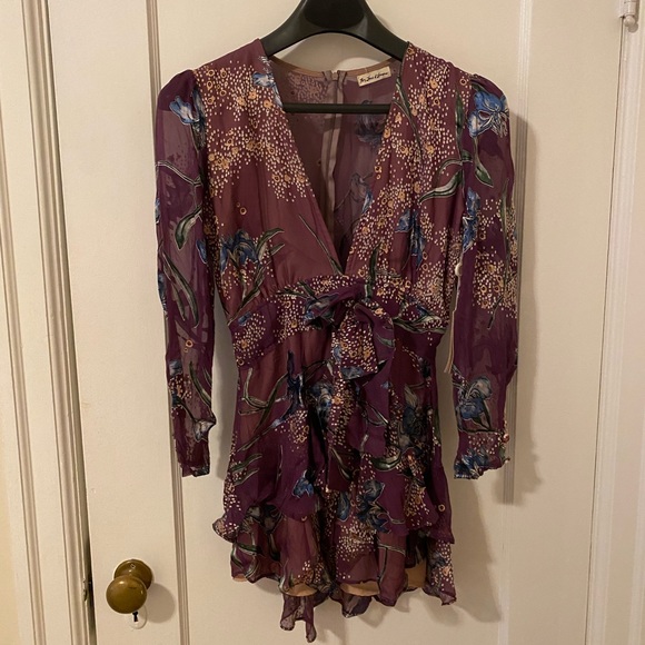 NWT For Love And Lemons Purple Floral Cleo Dress sz XS - Picture 6 of 12